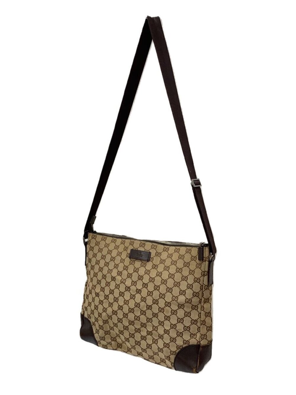 Gucci GG Canvas Messenger Bag brown monogram crossbody Brown